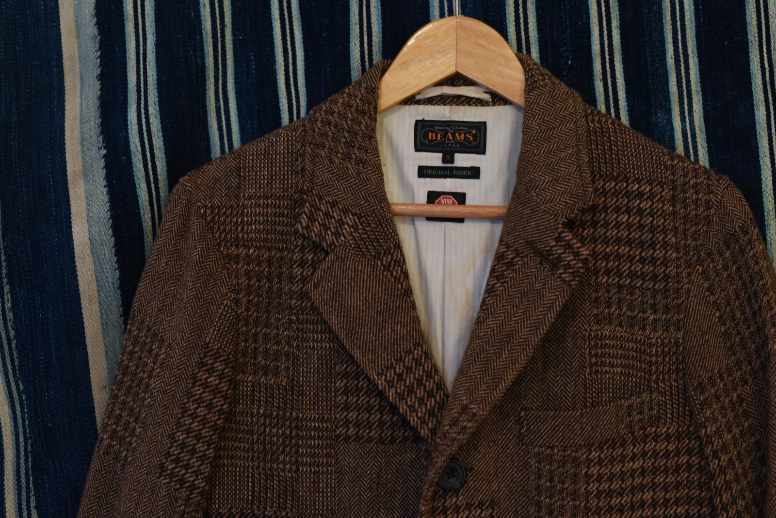 Beams Plus Brown Patchwork Tweed Overcoat Jacket … - image 2