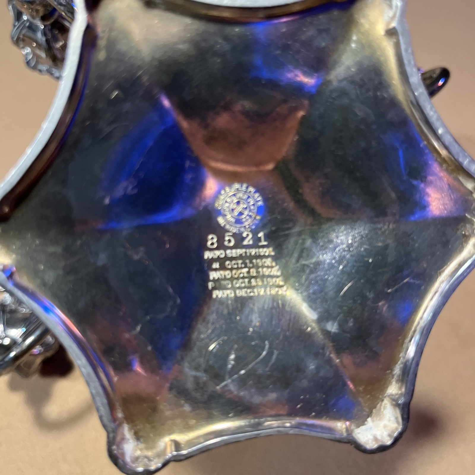 Antique Wilcox Silverplate Co 8521 Silver Plated 4 Arm Victorian Candlestick