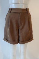 NWT Womens Madewell Brown Front Pleats High Rise Cuffed Shorts 0