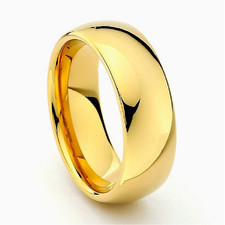 8MM Tungsten Carbide Classic Gold Plated Wedding Band Men Women Engagement Ring