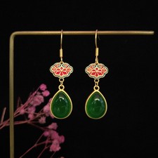 Exquisite Hotan Jade Water Droplet Earrings Eardrop for Women Bride Jewelry