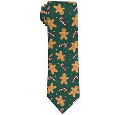 WOAIDY Men's Tie Funny Neckties Mens Tie Formal Gingerbread Man and Candy Cane