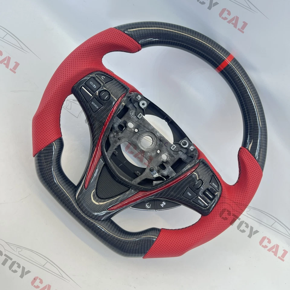 Custom Carbon Fiber Steering Wheel for Acura TLX 2015-2022 with trim /Red Stripe - Image 3 of 4