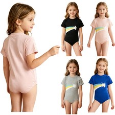 Kids Boys Girls Sensory Rainbow Leotard Button Jumpsuit Zipper Bodysuit Crotch