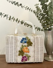 1950s 1960s Tropic Imports Wicker Handbag, Vintage 50s 60s Wicker Purse, Mod