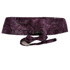 Valentino Cravatte Purple Silk Cummerbund Bow Tie Set Snakeskin Tuxedo Italy
