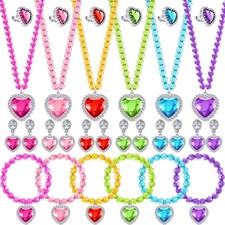 6 Set Princess Jewelry Dress Up Pretend Toy Colorful Jewelry Set with Necklac...