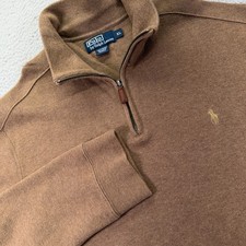 Polo Ralph Lauren Sweater Mens XL Brown Long Sleeve Quarter Zip Pullover Pony