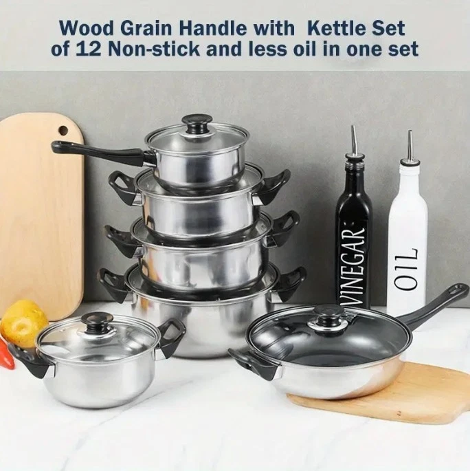 Stainless Steel Frying Pots Sets 6 Pcs