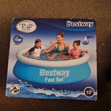 Image of 6ft Bestway Fast Set Family Swimming Pool Outdoor Inflatable Garden Pool