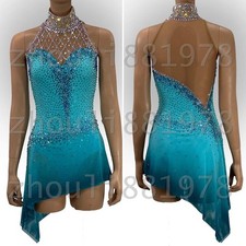 New Ice Figure Skating Dress Figure Skating Dress For Competition blue dyeing