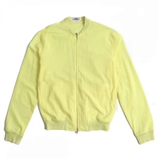 HERMES Very 2021 logo zip seersucker jacket cotton jacket Yellow 37 Made