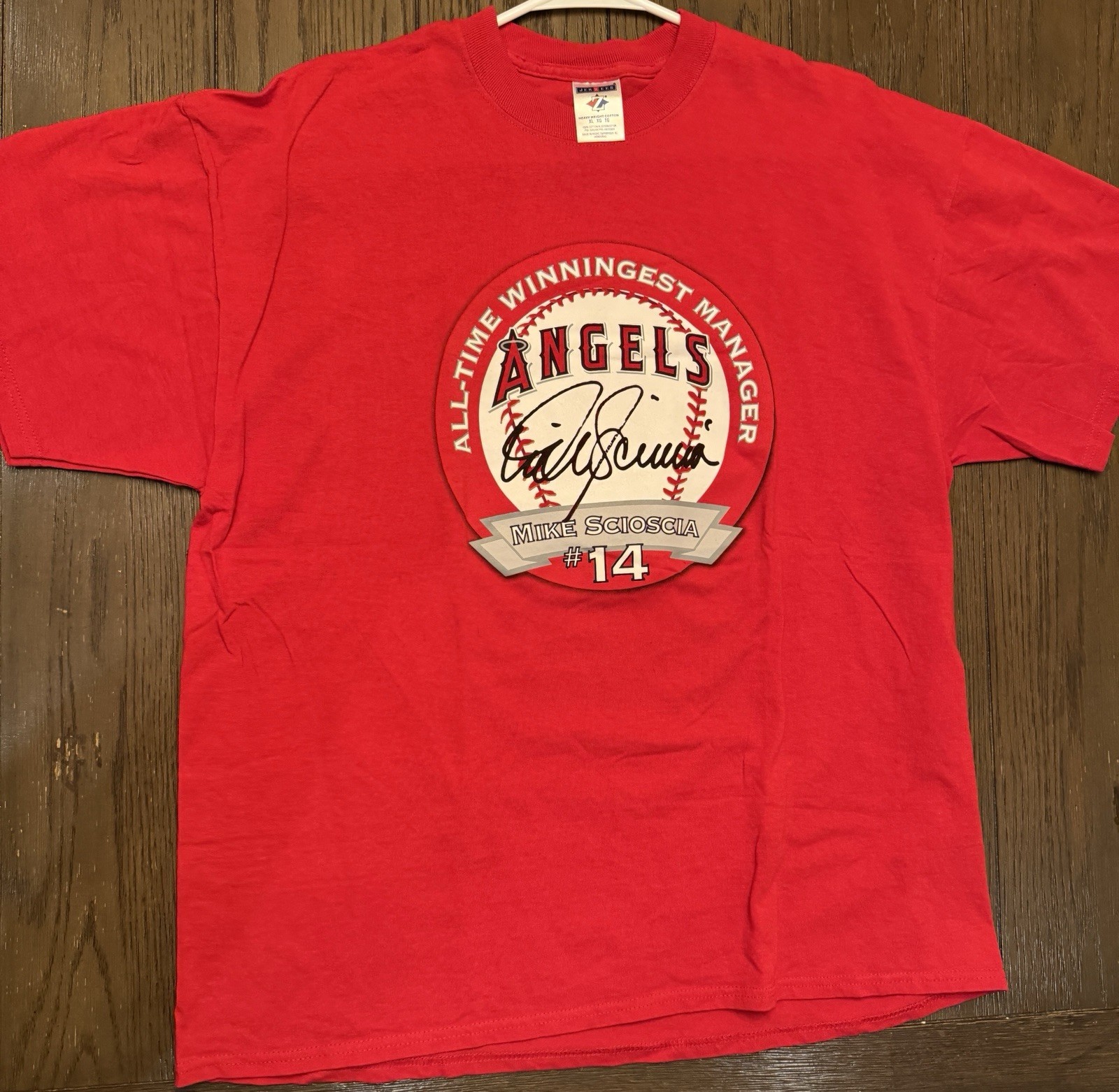 Mike Scioscia #14 All-Time Winningest Manager Los Angeles Angels T-Shirt XL