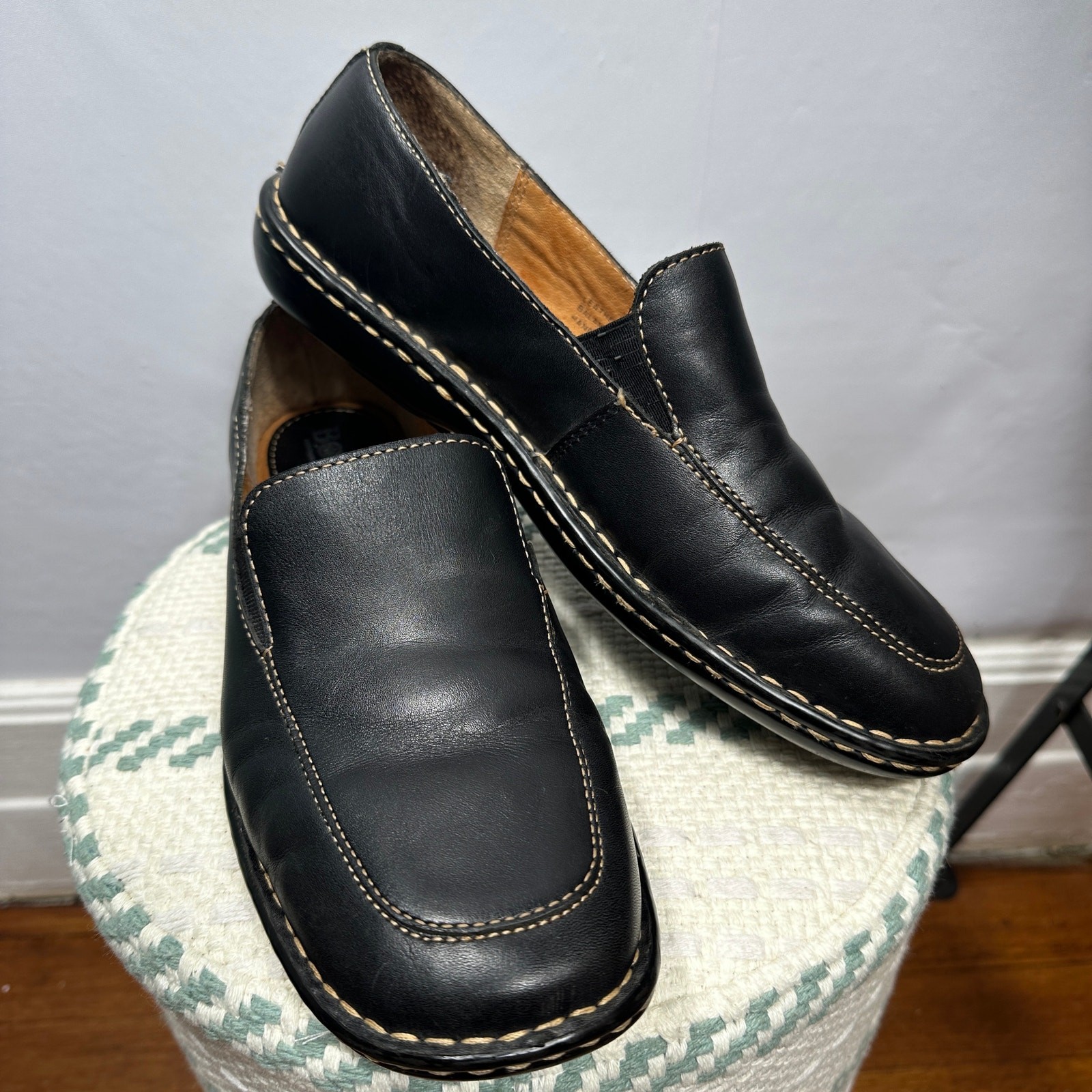 SAOLA Mocassini slip on Børn in pelle nera taglia 8 5 suola comoda cucita scarpa casual