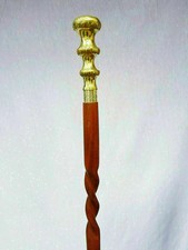 Walking Cane Wooden Stick Silver Brass Knob head Handle Antique Style SOLID Gift