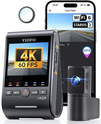 VIOFO A329S 2CH 4K 60FPS+2K 30FPS,HDR,Sony STARVIS 2 Sensor, Wi-Fi 6,GPS