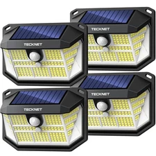 TECKNET 231 LED Solar Motion Lights Outdoor Waterproof 4 Pack 300 Angle 3 Lighti