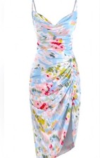 Cider Asymmetrical Dress Watercolor Floral Size Medium