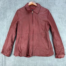 Wilson's Pelle Studio Leather Jacket Women's Size Large Red Full Zip Vintage Y2K