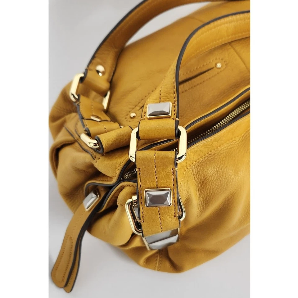 B. Makowsky Genuine Leather Mustard Color Hobo Handbag, Mob Wife Aesthetic, Boho - Image 4 of 4