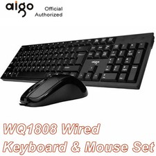 Black 104 Keys Wired Computer Keyboard  Mouse Combo Silent Set For Windows