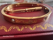 NEW 18k.roseGold Classic Love 4Diamond BraceletCarterSize 17