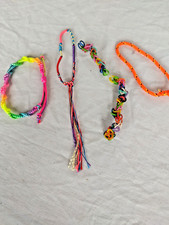 4 Handmade Friendship Bracelets Braided Cord Macrame Rainbow Multicolor  J 11