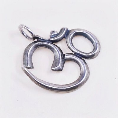 VTG sterling silver handmade pendant, 925 om aum prayer symbol Charm