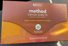 Method Dryer Sheets Ginger Mango 80 Sheets  Per Box