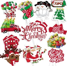 72 Piece Christmas Cupcake Toppers - Merry Xmas Cake Decorations for Parties & H