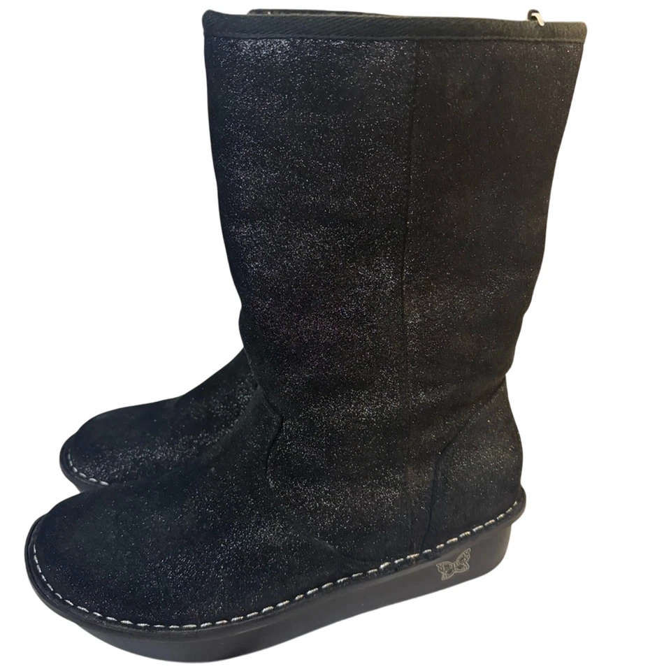 Botas de gamuza negras para mujer Alegría Mid-Caf talla 8 estilo SED-211 Foto 2 de 4