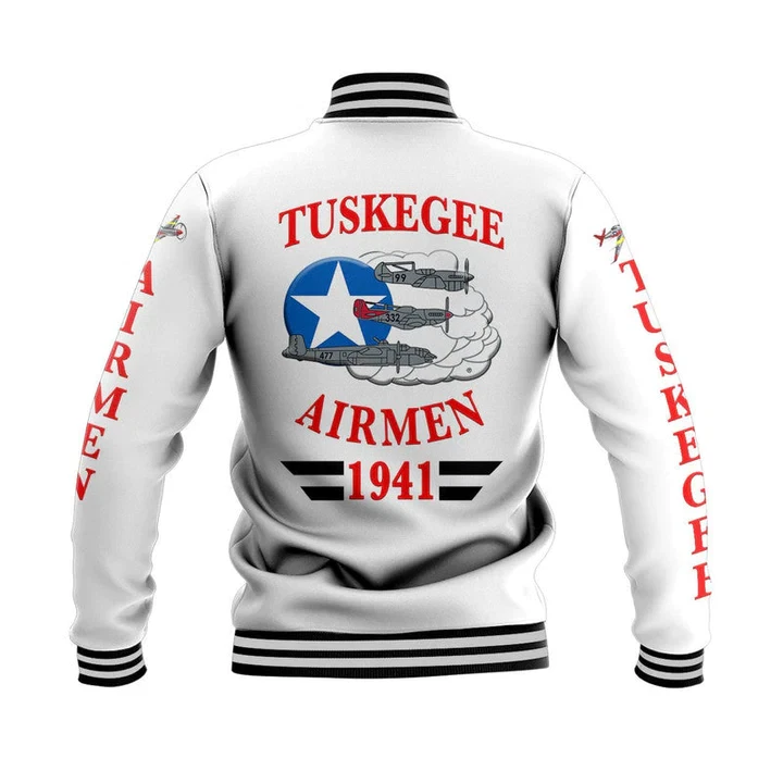 Custom Personalised Tuskegee Airmen Baseball Jacket The White Tails White Jacket