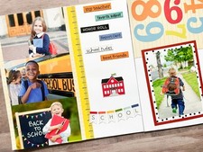 School Scrapbook Layouts, Premade Back To School Pages, School Layouts