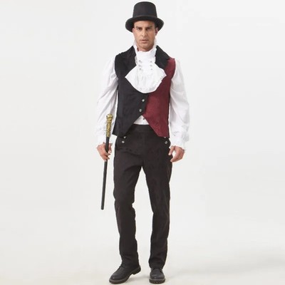 Vest Coat Gothic Devil Punk Men Clown Circus Vampire Evil Costume Dark Waistcoat