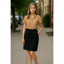 Callahan Knitwear Pleated Mini Skirt – Black Ramie-Cotton Blend – Size L