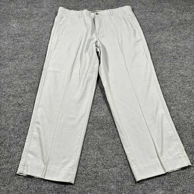 Marc Anthony Mens Pants Size 36x30 Gray Linen Cotton Flat Front Mid Rise