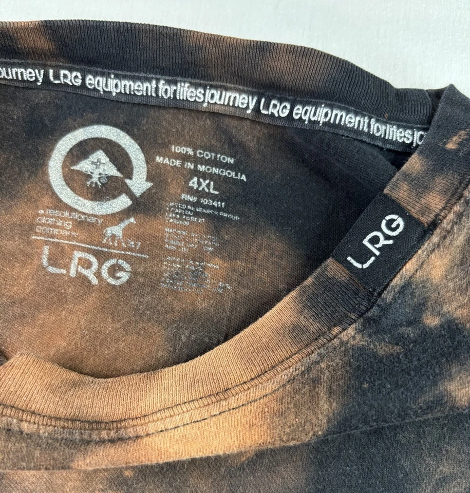 LRG Bleach Tie Dye Graphic Tee 4XL Black Orange Streetwear Oversized Skate - Image 4 of 4