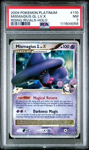 2009 POKEMON PLATINUM RISING RIVALS MISMAGIUS GL LV.X #110 PSA 7 NM #111604058