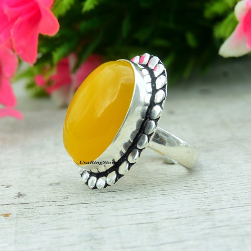 Baltic Amber 925 Sterling Silver Jewelry Handmade Valentine Day Ring Size KA-33 - Picture 3 of 5