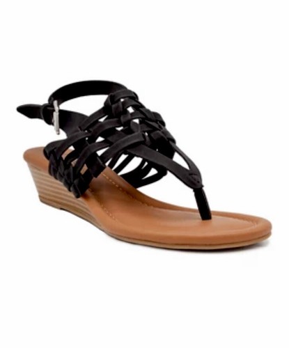 Women’s Open Toe Sandals Sugar Simone Demi-Wedge Sandals Black Size 9 NEW - Picture 1 of 5