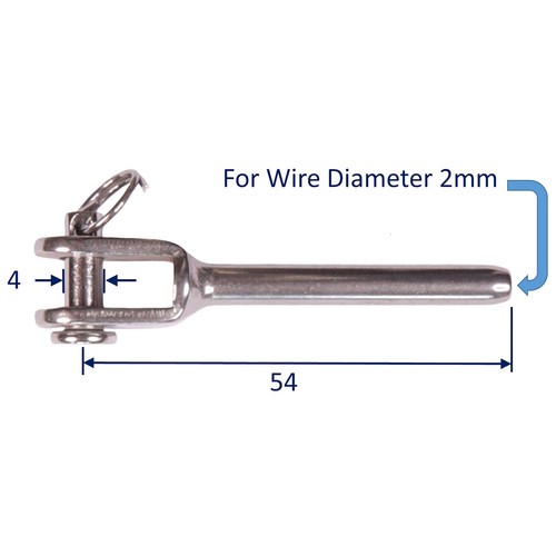 Swage Terminal Fork End with Clevis Pin for Wire Rope Assemblies A4 Stainless - Picture 4 of 10