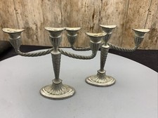 Pair Of 11cm High Small 3 Arm Metal Candlesticks Candelabra Reg 935785 England