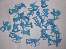 Vintage 1970s 1960s Indian Soldiers Plastic Cowboys Light Blue Lot Nice Clean