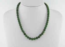 0.3" China Certified Nature Hetian Nephrite Jade Green Round Beads Necklace