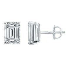1.00 Carat Emerald Cut Moissanite Stud Earrings in 14k Gold (Charles & Colvard) 