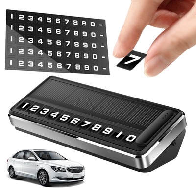 DE* Solar Car Phone Number Plate Luminous Temporary Stop Phone Number Card (Silv