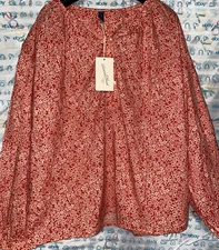 Women's Balloon Long Sleeve Poet Top Universal Thread XL  red floral top