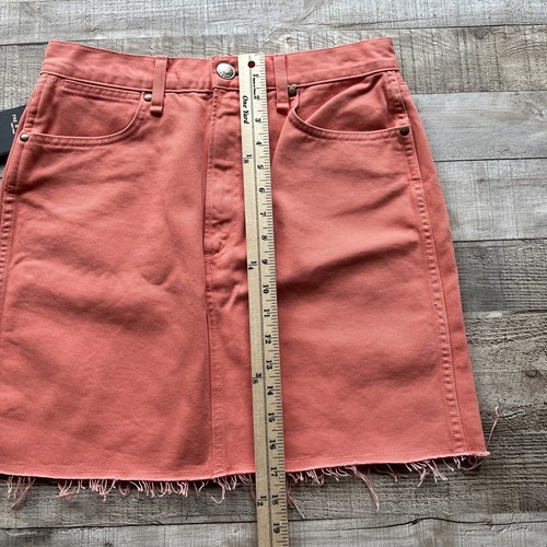 Rag Bone Moss Denim Skirt Womens 28 Coral Haze Raw Hem New - Picture 8 of 15
