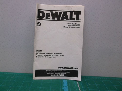 Dewalt DW511 Type 5 1/2" VSR Hammer Drill Manual - Picture 2 of 2