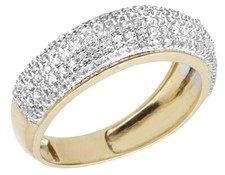 10k Yellow Gold Men's 7mm Pave Geniune Diamond Dome Wedding Band Ring 0.43ct